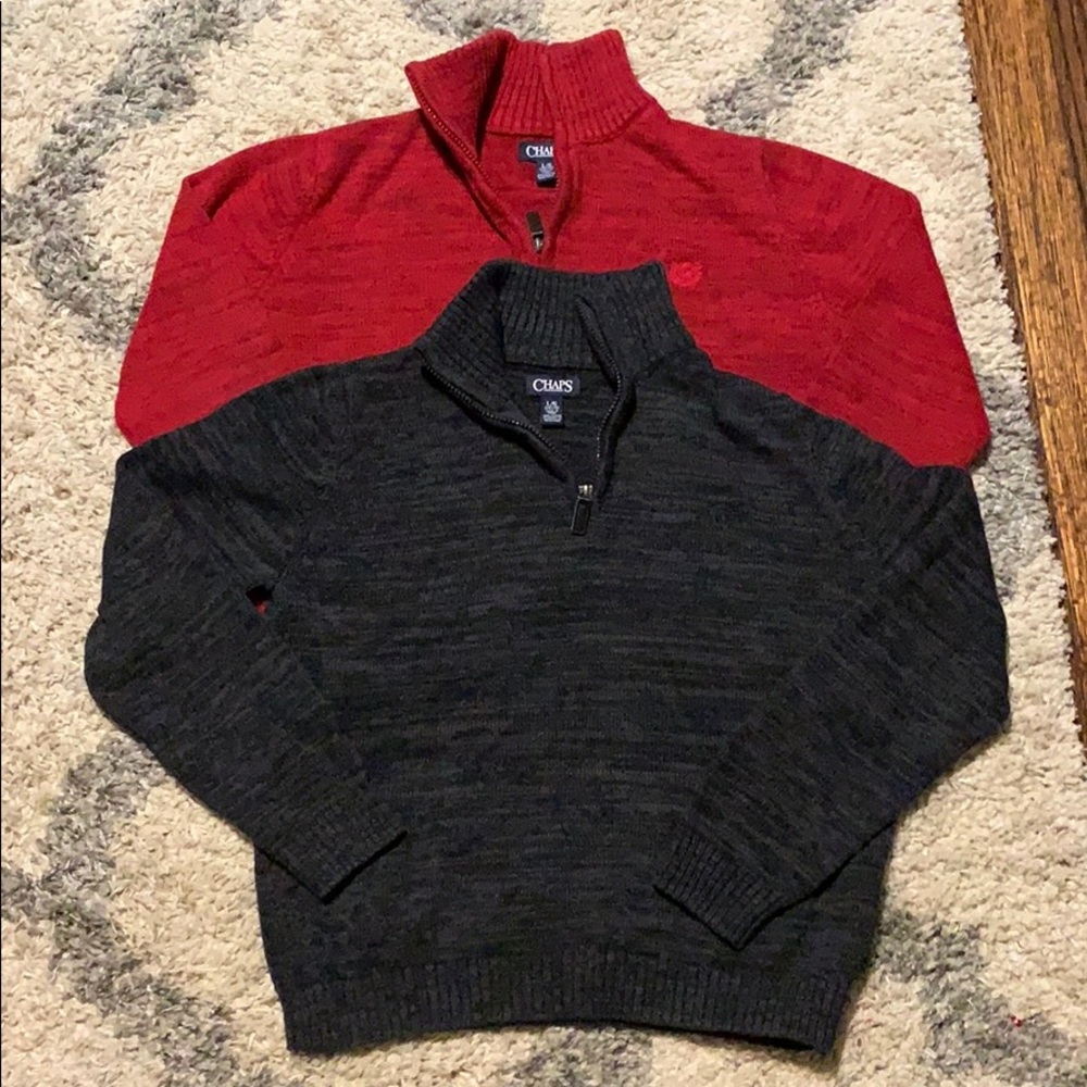 Two Chaps sweaters, 1 red and 1 grey